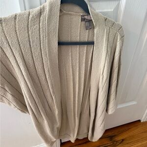 Forever 21 Beige Short-Sleeve Open-Front Cardigan cape style